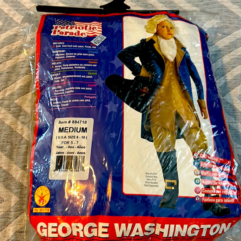 NWT child’s size medium George, Washington costume.